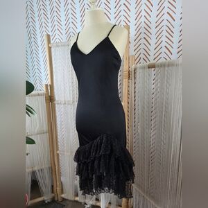 FREDERICKS OF HOLLYWOOD Black Satin Slip Dress